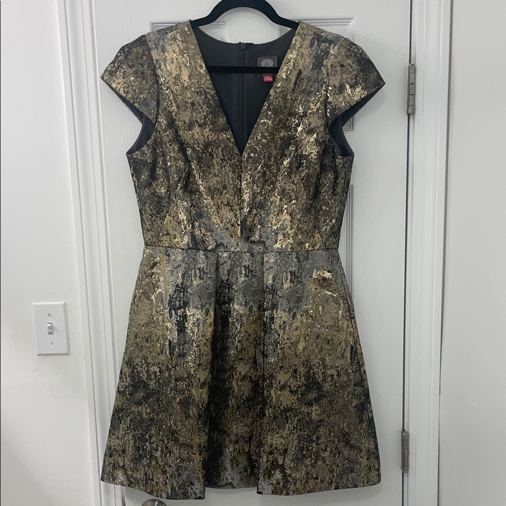 Vince Camuto Metallic Gold and Silver Midi Dress